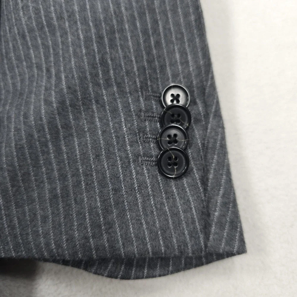 Banana Republic Blazer Mens 42R Gray Pinstripe Slim Fit Marzotto Wool Jacket